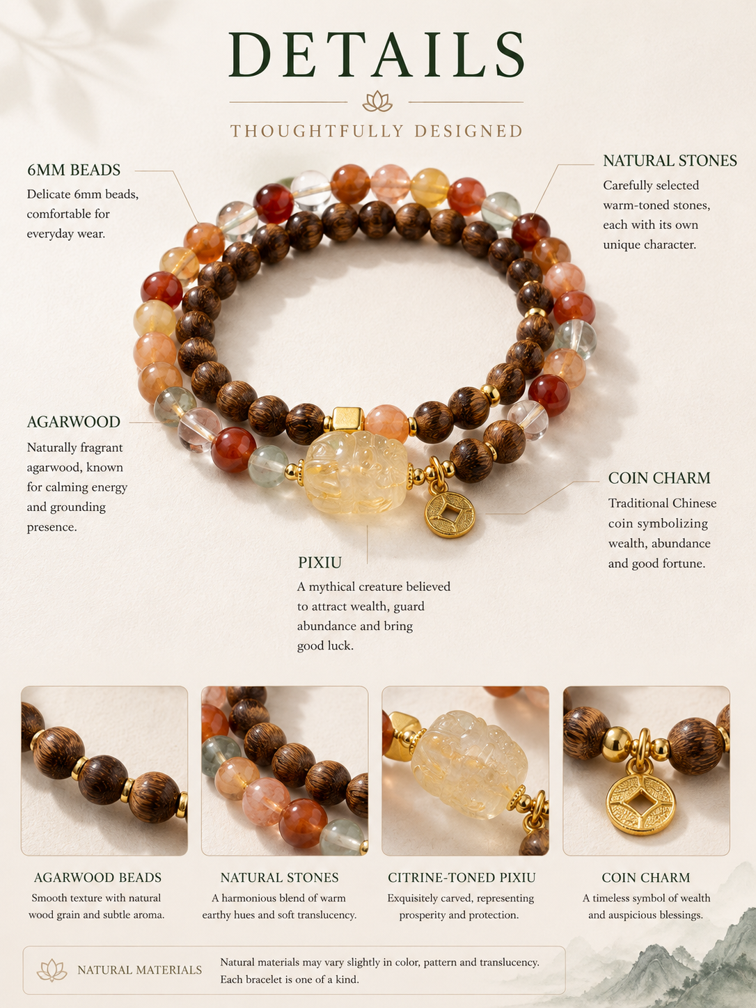 Agarwood & Citrine Pixiu Bracelet · Lingyin Temple