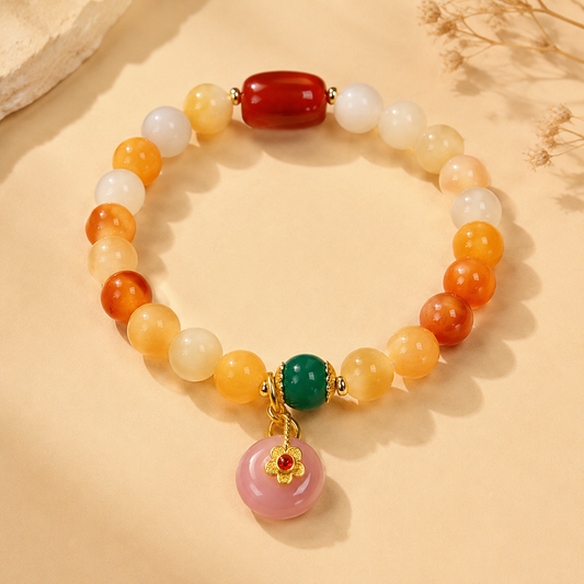 Golden Silk Jade Peace Buckle Bracelet · Lingyin